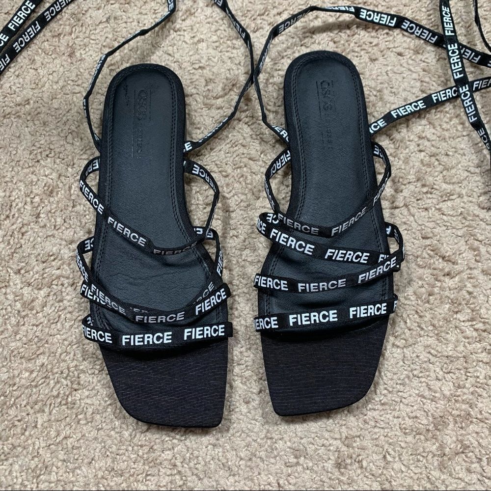 ASOS square toe lace up sandals